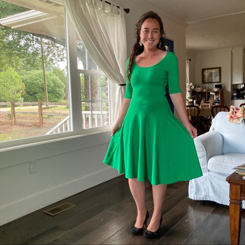 LuLaRoe Green Stretch Pullover Dress, Size XS